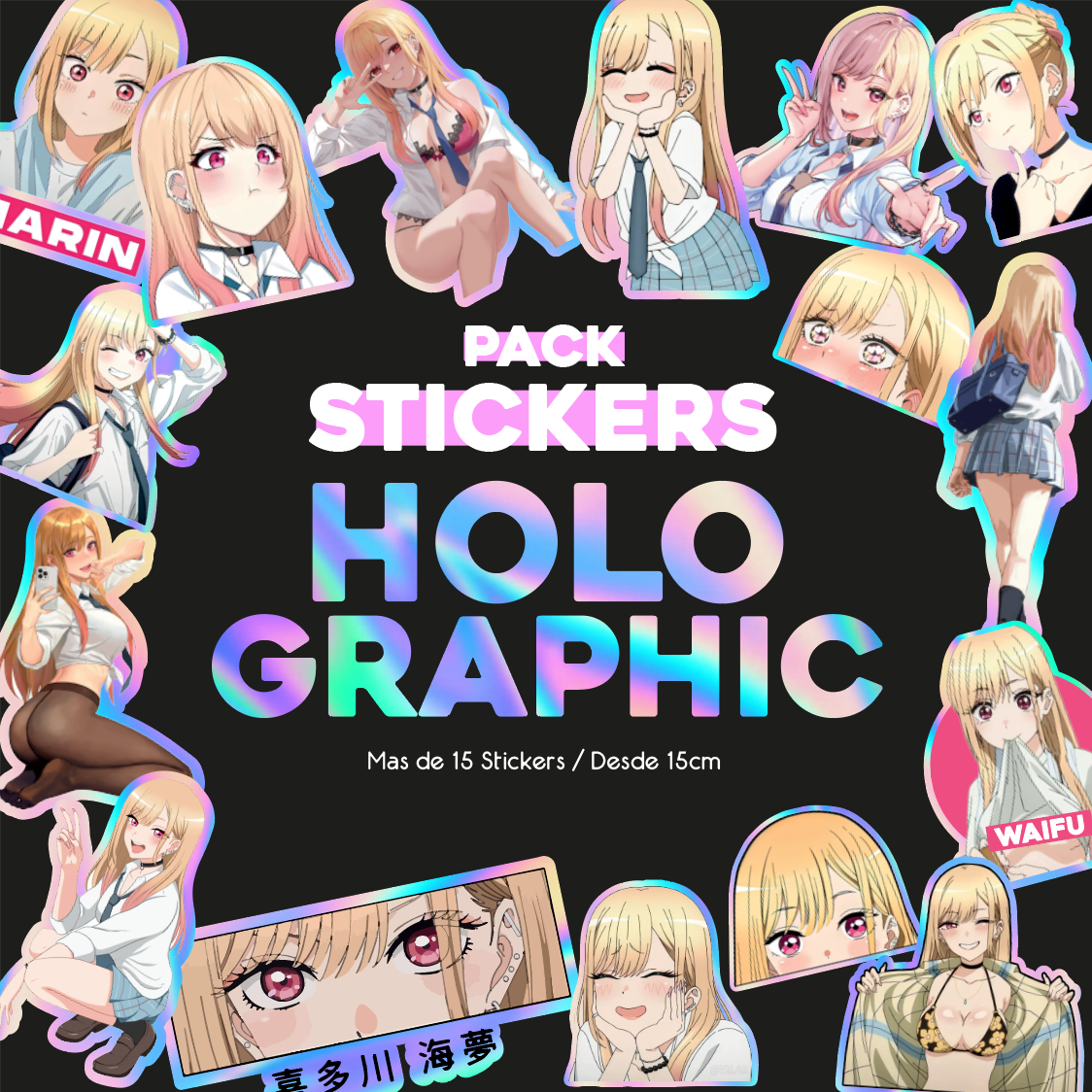 Pack Sticker Holografico - Marín Kitagawa